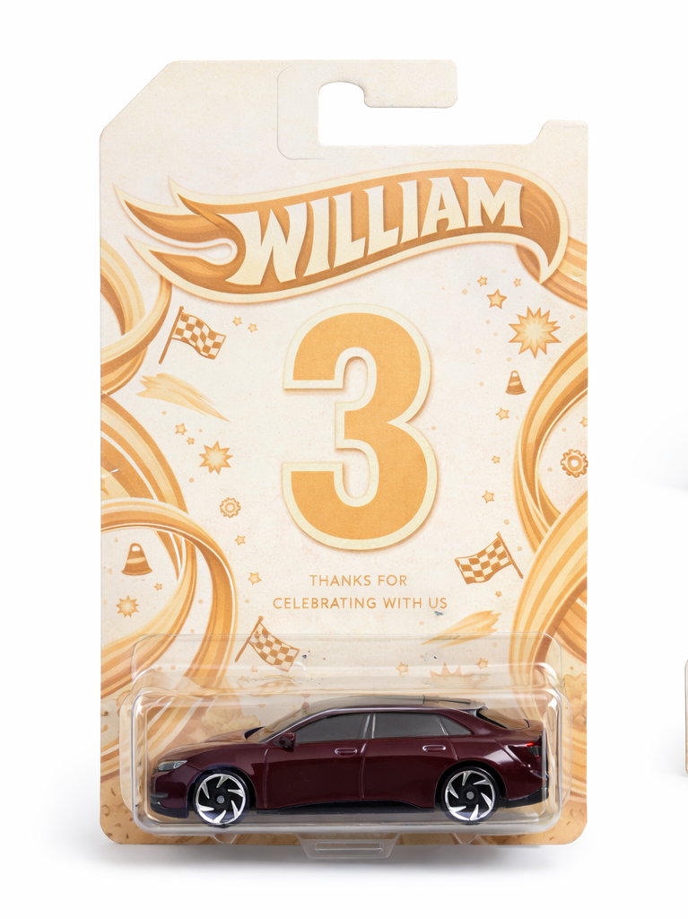 Personalised Toy Car Party Favour – Custom Name & Age Birthday Gift